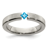 Edward Mirell Titanium Satin Blue Topaz 4mm Band
